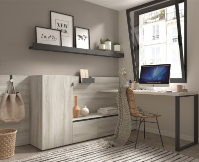 Drehbarer Schreibtisch mit 2 Schubladen und Bücherregal mit 2 Schubladen -  UNNIQ Habitat